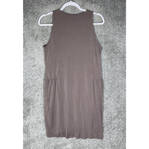 Garnet Hill Sleeveless Keyhole Mesh Lined Dress Womens Size Small Brown Pockets - Picture 2 of 11